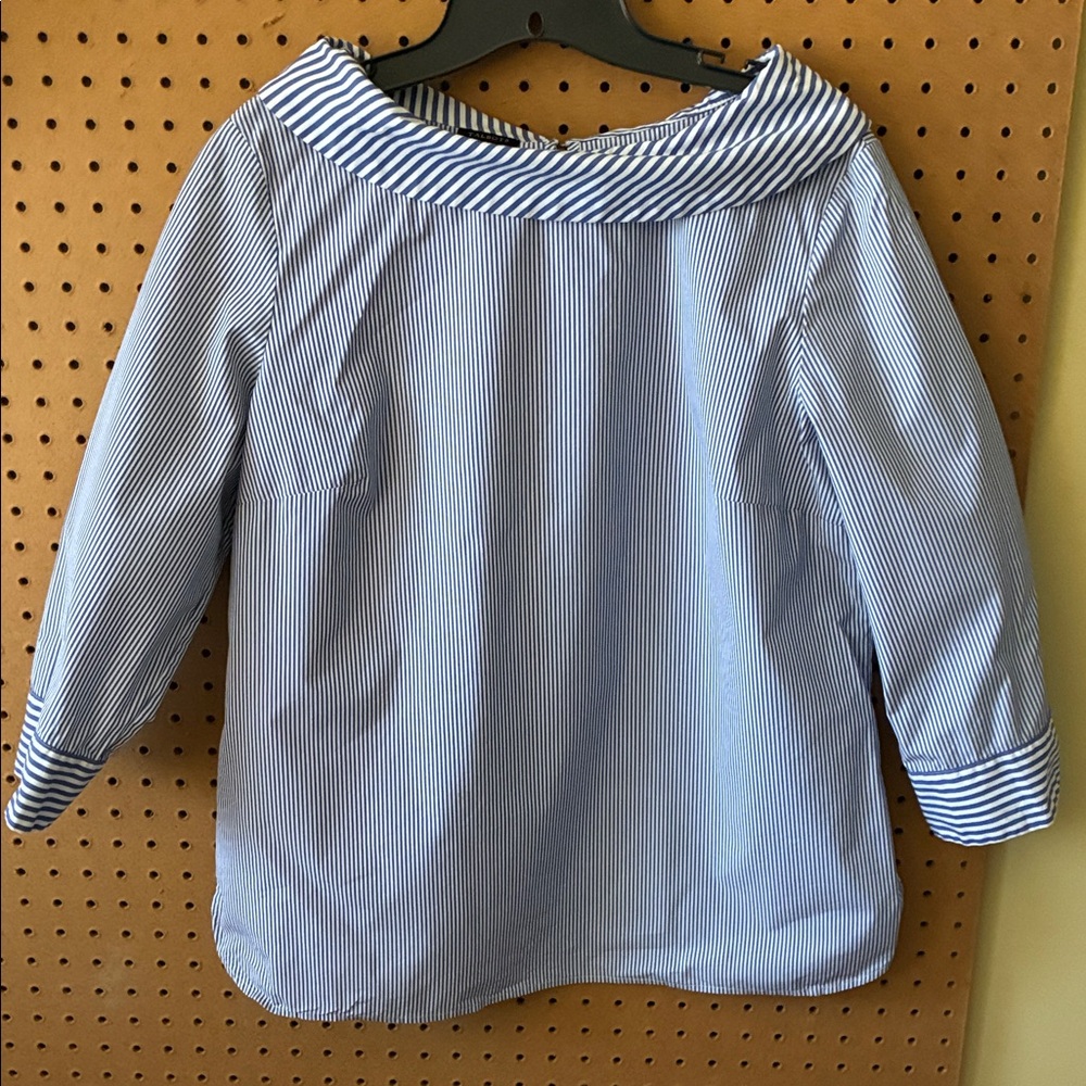 Talbots Blue and White Striped Shirt